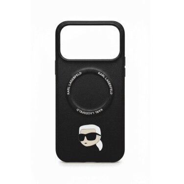 KARL LAGERFELD PU Leather Case with Karl Head Pins for iPhone 17 Pro - Black