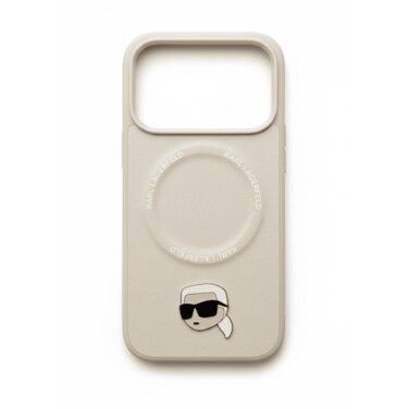 KARL LAGERFELD PU Leather Case with Karl Head Pins for iPhone 17 Pro - Beige
