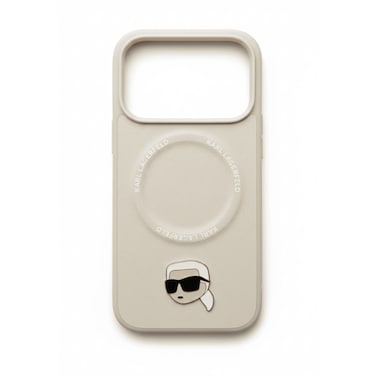 KARL LAGERFELD PU Leather Case with Karl Head Pins for iPhone 17 Pro Max - Beige