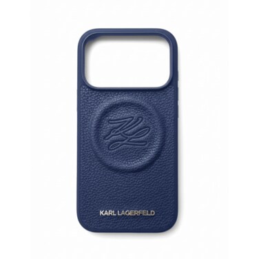 KARL LAGERFELD MagSafe PU Leather Case with Initial Debossed Logo for iPhone 17 Pro Max - Blue