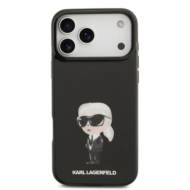 Karl Lagerfeld MagSafe IML Case with Aquarelle Karl Head for iPhone 17 Pro Max, Drop Protection, Slim Profile &amp; Lightweight Design, Easy Snap-On, Comfortable Grip, Sustainable Packaging &ndash; Black