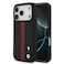 BMW PU Leather Case with Perforated Stripes &amp; Metal Logos, Drop Protection, Slim Profile, Compatible with MagSafe System, Easy Snap-On, Made for iPhone 17 ProMax - Black/Red
