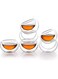 10 Pcs Double Layer Clear Glass Teacups Set, Round Shape