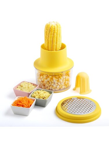 NALACAL Corn Peeler and Stripper Tool, Corn Cob Stripping Tool Efficient Corn Cutter and Remover Manual Corn Kernel Peeler with Built-In Cup Grate Kitchen Corn Stripper Tool Manual Corn Cob Husker