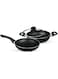 Royalford 3pcs Non Stick Cookware Sets RF11958 Overflow Protection Bakelite handles Steam release vent 24cm Kadai with Tempered Glass Lid &amp; Frying Pan Heat Resistant Exterior