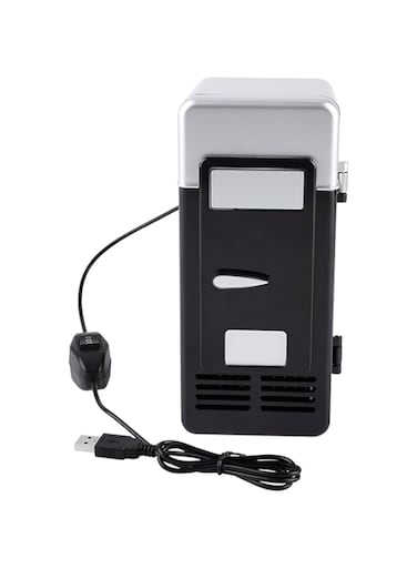 Cryfokt Portable Car Refrigerator, USB Mini Fridge Cooler Warmer Plug and Play,Cool Quickly, Car Fridge for Beverage//Cans/Coffee and Other Drinks/Bedroom/Office/Car/Dorm (Black)