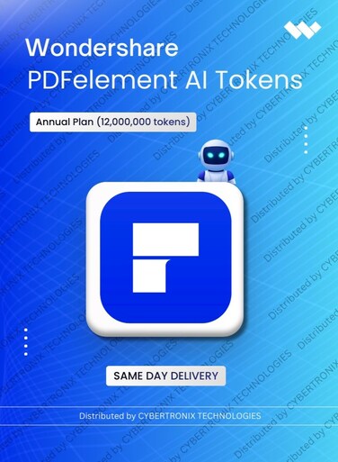خطة PDFelement السنوية لرموز الذكاء الاصطناعي - 12 شهرًا: 12,000,000 رمز ذكاء اصطناعي - رخصة رقمية