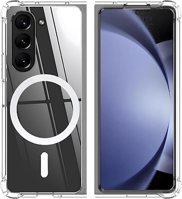 Samsung Galaxy Z Fold 7 Clear Case, MagSafe Compatible, Transparent Shockproof, Yellowing Resistant, Magnetic Phone Case for Samsung Galaxy Z Fold7 5G (Transparent Bumber Magnet Case)
