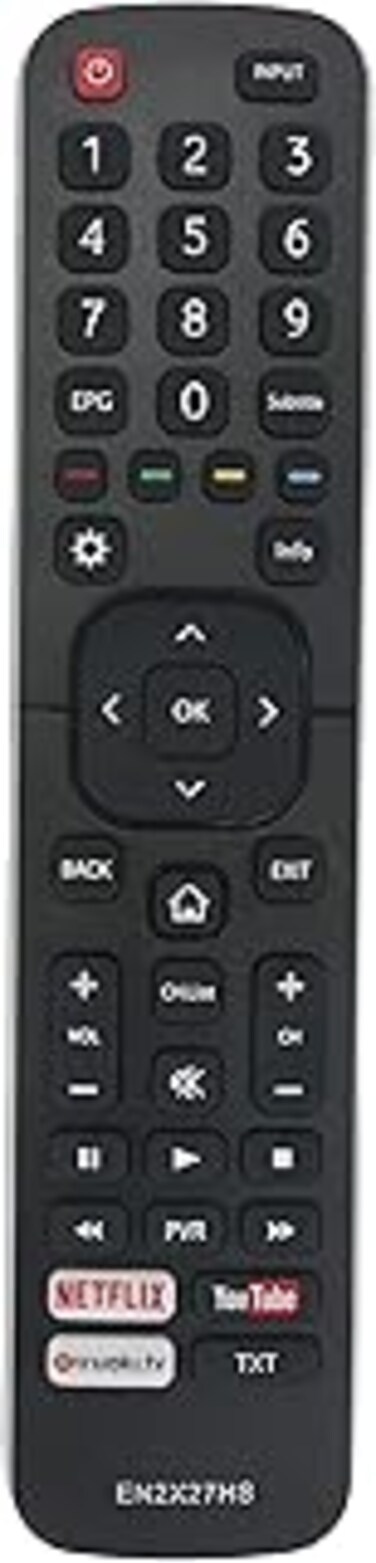AULCMEET EN2X27HS Remote Control Compatible with Hisense 4K Smart TV Series M2600 M3300 32M2600 H65N5300 H65M5500 H43M3000UK H40M3300 H40M3300 H43M3000 H43N5300 H43N5300 H55M3300
