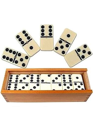 Domino Traditional Game 2413 For Unisex: 28-Piece Mini Domino Set in a Luxury Box Double 6-Dominoes Set