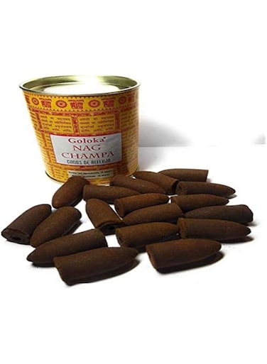 Goloka Nag Champa Incense Backflow Cones (Pack Of 24) (One Size) (Brown)