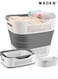 Foldable Laundry Basket Plastic with Handle, Collapsible Bucket Laundry Hamper, Plastic Basket Laundry Bin Container, Multi purpose Organizer Clothes Storage Washing Basket for Home - Dark Grey