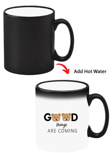 Color Changing Heat Sensitive Ceramic Mug, Image Revealed When HOT Liquid is Added! Good thingsa are coming