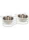 Barkley &amp; Evans Kitty Laser Cut Double Pet Feeder, 12-Inch x 5.25-Inch x 2.75-Inch Size, Matte White