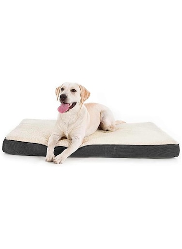 Ankila Dog Bed for Large Dogs - Big Orthopedic Crate Bed Plush Dog Bed with Egg Crate Foam Pet Bed Mat, Removable Washable Cover, Suitable for Dogs Up to (White, M:76 * 51 * 7.5CM)