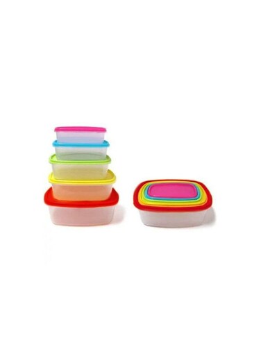 Food Storage Container with Airtight Lids 5 Piece Plastic Stackable Tupperware Box for Leftovers lunch box meal prep containers, Rectangle
