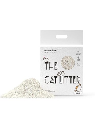 Mumoo Bear Tofu Cat Litter, Flushable Clumping Cat Litter Pellets, Pure Natural Pretty Dust-Free Kitty Litter, Low Tracking, Odor Free, Ultra Absorbent Cat Litter 6L, 2.5KG bag