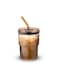 Insulated Glass Tumbler with Straw and Lid, Sealed To-Go Cup for Coffee, Iced Tea &amp; Water, Thick-Walled Reusable Drinking Glass &acirc;&euro;&ldquo; Amber Color
