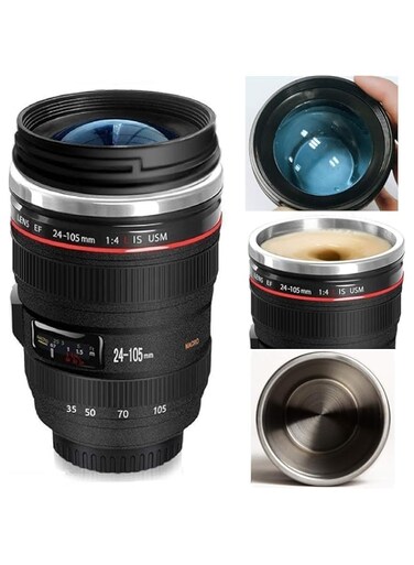 Minisoo Camera Lens Coffee Mug,12oz,the Latest Style Stainless Steel Travel Mugs 100% Leak Proof Insulated Cup Works Great for Ice Drink,Hot Beverage Novelty Gifts Thermos Cup for Outdoor activities