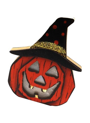 Pumpkin Ornament LED Lantern Diwali Decorative, Wooden Table Signs Ghost Halloween Garden Statue, Party Tabletop Plaque Led Lantern Funny Lamp Model Dining Table PVC (1pc)