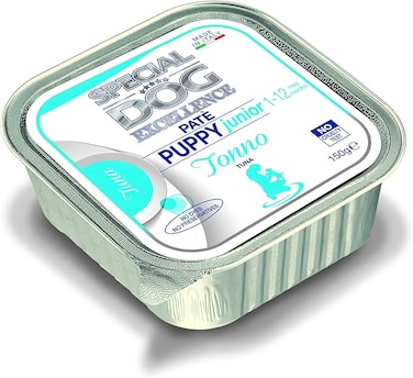 Special Dog Excellence by Monge   Puppy &amp; Junior Dog Wet Food with Tuna   Super Premium Complementary Wet Puppy Food   Pat&egrave; in Alutray - 150g