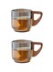 Handmade Glass Small Teacup Coffee Cup with Heat-Resistant Handle Walnut Anti-Scalding Home Office Transparent Water Cup Stain-Resistant Withstands Rapid Temperature Changes 90ml, 2 Pack
