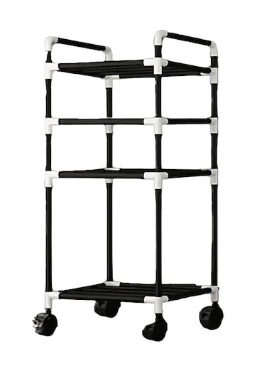 4-Tiers Multifunction Moveable Portable Kitchen Organizer Racks Floor Pot Racks Washbasin Storage Racks Serving Tray With Rolling Wheels for Kitchen Bedroom 43x35x89 cm