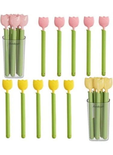 10 Pcs Magnetic Refrigerator Sealing Clips Cute Tulip Food Bag Clips with Magnet Storage Box, Funny Chip Clips for Food Freshness, Kitchen Accessories for Refrigerator &amp; Food Storage