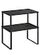 Cabinet Organizer Shelf, Set of 2 Kitchen Counter Shelves, Kitchen Storage, Spice Rack, Stackable, Expandable, Metal and Engineered Wood, Ink Black and Ebony Black