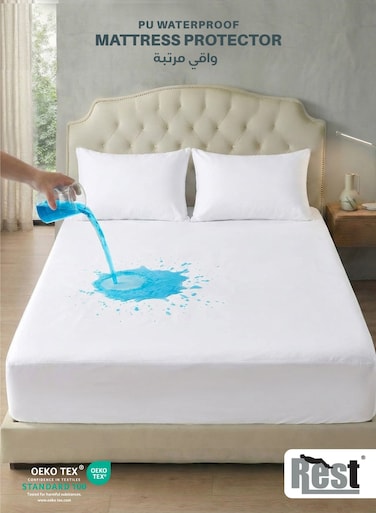 Waterproof Mattress Protector White 150x200cm upto 30cm Deep Pocket PU Laminated Fabric Premium 100% Waterproof Hypoallergenic Breathable Washable Mattress Protector