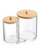 Clear Organizer Jar with Wood Lid, Suitable Cotton Swab &amp; Ball Holder for Bathroom Storage, Durable &amp; Elegant Design