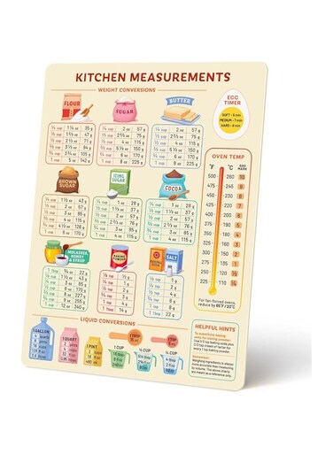 Kitchen Conversion Chart Magnet, Measurements Conversion Chart For Easier Cooking &amp; Kitchen Baking, Vintage Kitchen Useful Gadgets, Cooking &amp; Baking Accessories, Gifts For Bakers