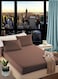 Pastel Brown Queen Size Stripe Deep Pocket Bed Sheet Set Cotton 180x200+25cm