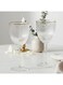 2-Piece Wine Glasses 300mL, Embossed Pattern Crystal Clear White Wine Glass   Golden Rim Textured Glassware Set