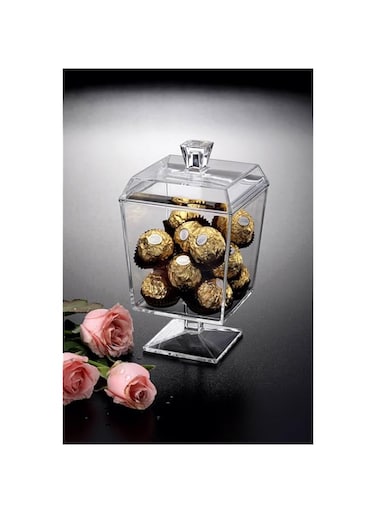 Vague Acrylic Square Candy Jar, Small, Transparent