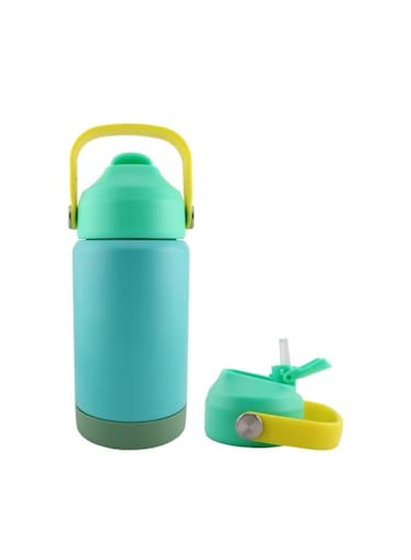 Kids Insulated Water Bottle with Straw &amp; Handle &acirc;&euro;&ldquo; 350ml Stainless Steel Leak-Proof Thermos Flask for School, Travel &amp; Sports &acirc;&euro;&ldquo; BPA-Free, Double-Wall Vacuum Flask (Turquise)