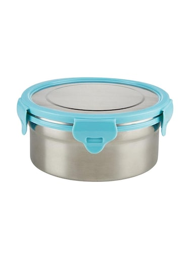 Borosil Stainless Steel Lunch Box, Leak-Proof Lunch Box With Blue Lid, Round Lunch Container For School &amp; Office, 900 Ml