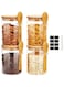KUAIJI 4-Pack 550 ml(18.6 oz) Glass Jars With Aitight Wooden Lids and Spoon,Spice Jars Overnight Oats Jars Breakfast Jars Sugar Salt Coffee Tea Candy Cookies Jars, Kitchen Storage (4 Pack550 ML)