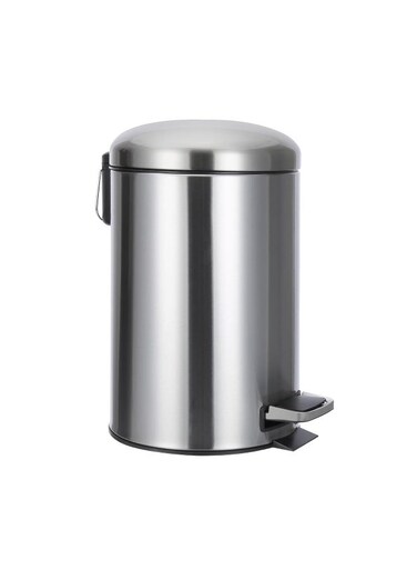 12L Stainless Steel Trash Bin - Medium Dome-Lid Pedal Bin for Bathroom or Kitchen, Anti-Fingerprint &amp; Soft-Close