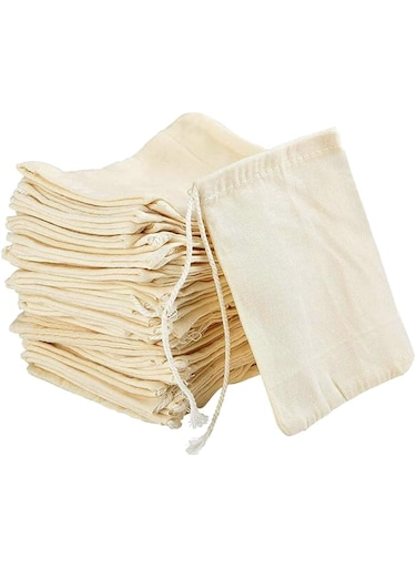 Sulfar 50Pcs Cotton Muslin Bags, Eco-friendly Drawstring Bags for Reusable Sachet, Crafts, Teas, Spices, Soaps, Jewellery, Crafts, Parties, Decor &amp; Favour Gifts for Home Supplies (3.1 by 3.9 inches)