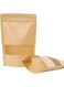 DELFINO 100 Pcs 3.5 &times;5.5 Inches Kraft Stand Up Pouches Bags with Resealable Lock Seal Zipper Transparent Window, All Purpose Storing Food Storage Stand Up Food Bags for Home or Business
