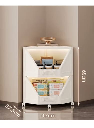 Foldable Stackable Triangular Corner Cabinet Storage Cabinet Multi-Functional Plastic Storage Rack For Kitchen/Living Room/Bedroom