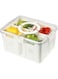 U-HOOME Divided Serving Tray with Lid and Handle,Refrigerator Organizer Box,4 Compartments Fridge Fruit Storage Containers, Vegetable Strainer Box,BPA-Free Food Storage Containers for Picnic