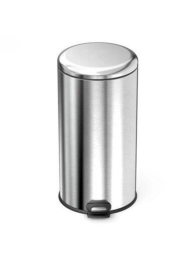 20L Matte Finish Step Trash Can - Quiet-Close Lid, Fingerprint-Proof Stainless Steel For Kitchen &amp; Bathroom
