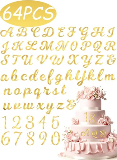 Pcs Acrylic Alphabet Number Cake Topper Gold Personalized Custom Cupcake Toppers with Number 0-9 Alphabet A-Z Acrylic Cake Letters for Wedding Cake Decorations Baby Shower Birthday Party Supplies