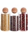 ECVV 3Pcs Glass Storage Container With Ball Cork, Bottle Canister Jar with Air Tight Wood Lid for Food, Coffee, Candy, Bathroom Apothecary Cotton Swab