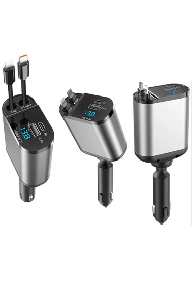 Wholesale Portable Retractable Car Charger 4 in 1 Fast Charging Cables USB Type C