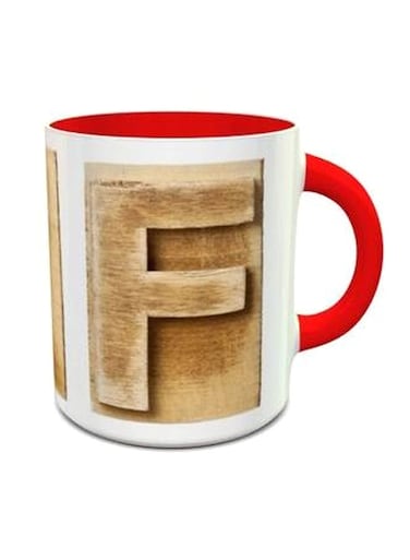 Alphabet F Design 250 Mug Red/Brown/White