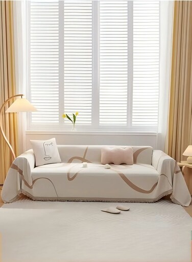 Sofa Throw Blanket, Chenille tassels sofa blanket&iuml;&frac14;&OElig;jacquard towel blanket, fully wrapped furniture protective cover, dustproof and anti slip,suitable for all seasons, suitable for double sofa, 180 * 230cm