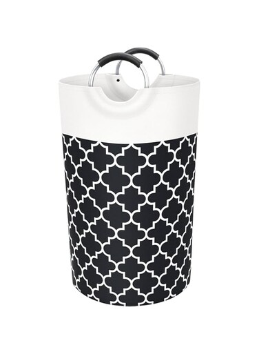 Khazna Large Laundry Basket Laundry Hamper Bag Washing Bin Clothes Bag Collapsible Tall With Handles Waterproof Travel Bathroom College Essentials Storage For College Dorm, Family (Black)